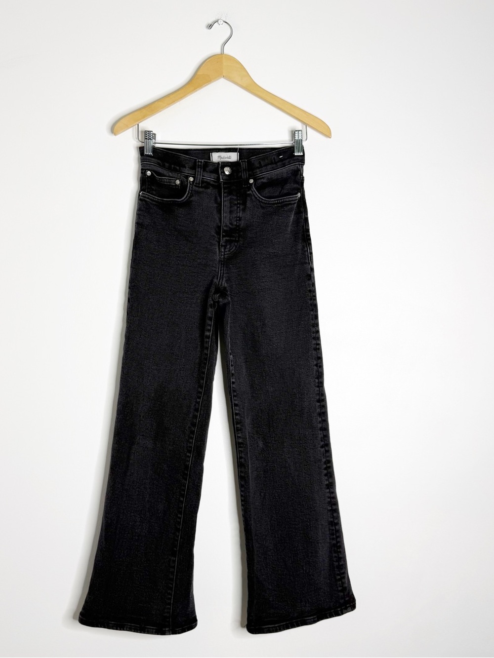 Madewell Wide Leg Jeans Women’s 25 Black High Rise Stretch Denim